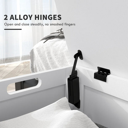 White Storage Trunk with Safety Hinges, Entryway Bench, Side Handles, White Storage Ottomans & Benches at Gallery Canada