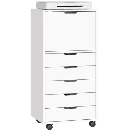 Mobile File Cabinet, 5 Drawers, White