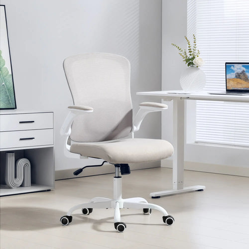 Ergonomic Mesh Office Chair, 4D Lumbar Support, Flip-Up Armrests, Tilt, Grey