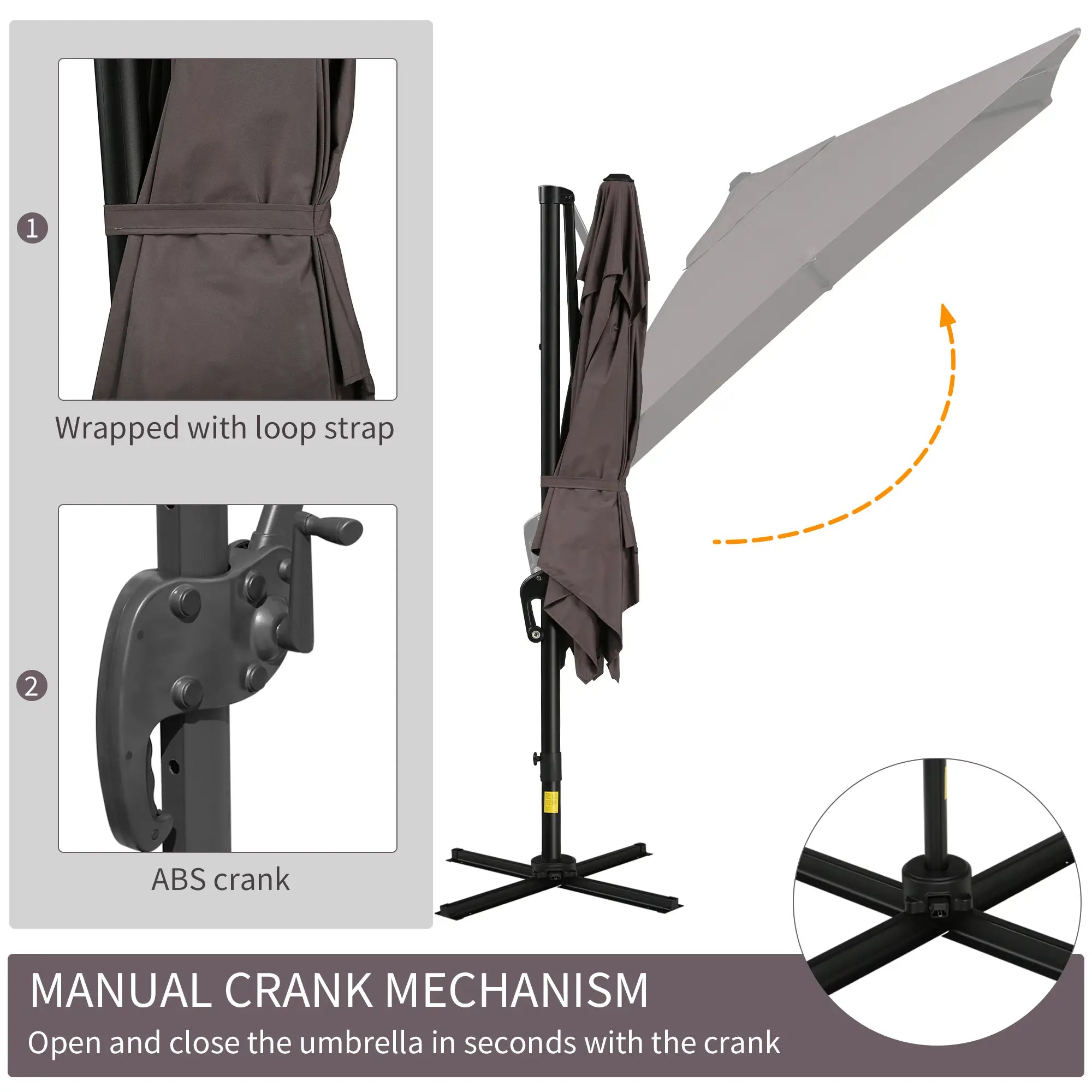 8'x8' Square Patio Hanging Offset Umbrella, Light Brown Offset Cantilever Umbrellas at Gallery Canada