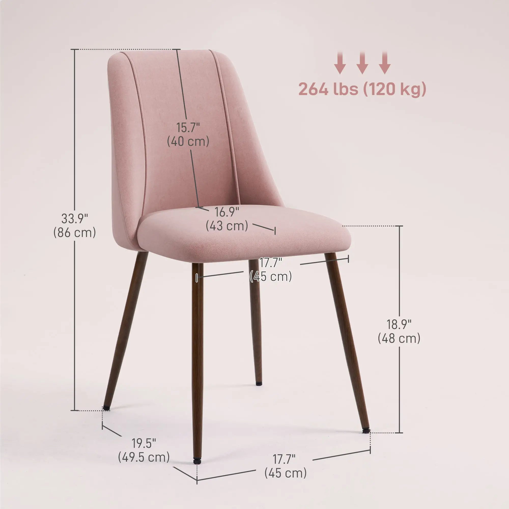 Upholstered Dining Chairs Set of 4, Velvet Accent Chair, Wood Leg, Pink Dining Chairs at Gallery Canada