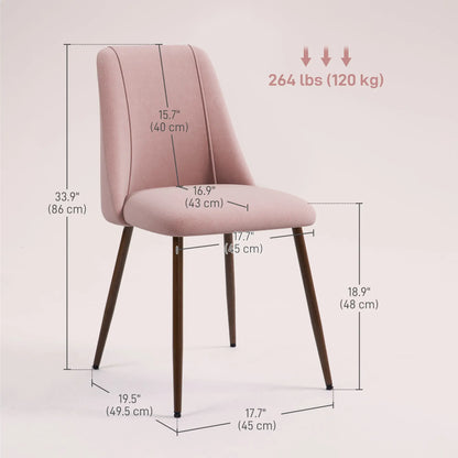 Upholstered Dining Chairs Set of 4, Velvet Accent Chair, Wood Leg, Pink Dining Chairs at Gallery Canada