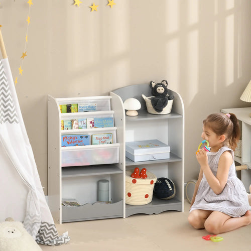 Kids Toy Storage Shelf, Children Bookshelf, Grey