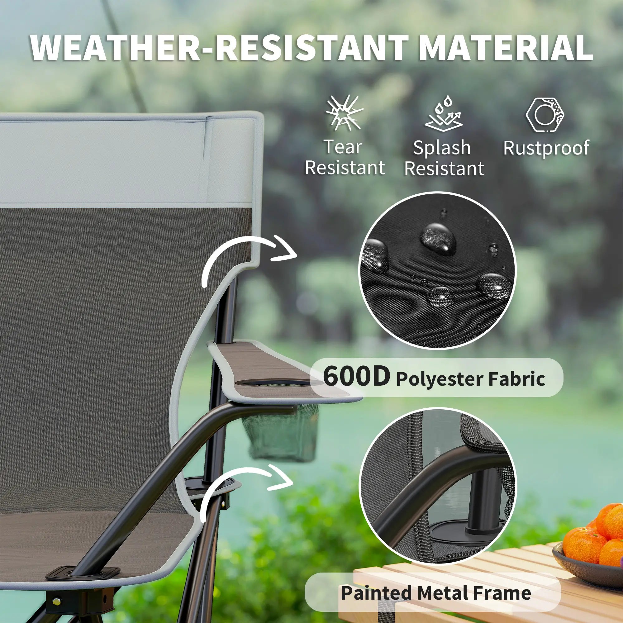 4 Piece Folding Camping Table and Chairs, Outdoor Set, Grey Picnic Tables & Camping Chairs at Gallery Canada