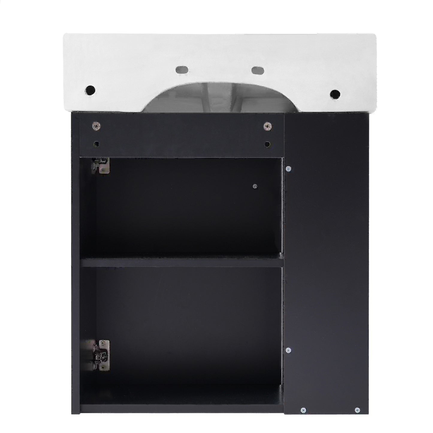 Floating Bathroom Vanity, Ceramic Basin, Side Storage, 21.5" L x 12" W x 26.5" H, Black Sink Cabinets at Gallery Canada