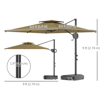 Square Cantilever Patio Umbrella, Double Top, 8' x 9', Khaki Offset Cantilever Umbrellas at Gallery Canada