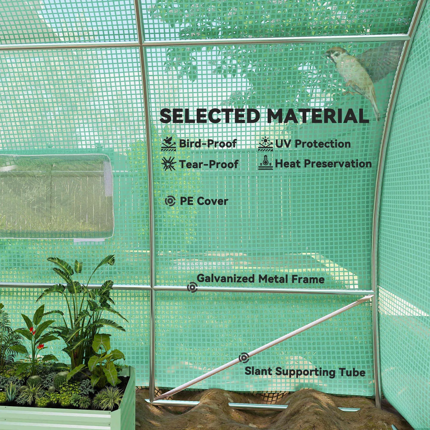 20x10x6.6ft Heavy Duty Walk-in Greenhouse, PE Cover, Green Portable Greenhouses at Gallery Canada