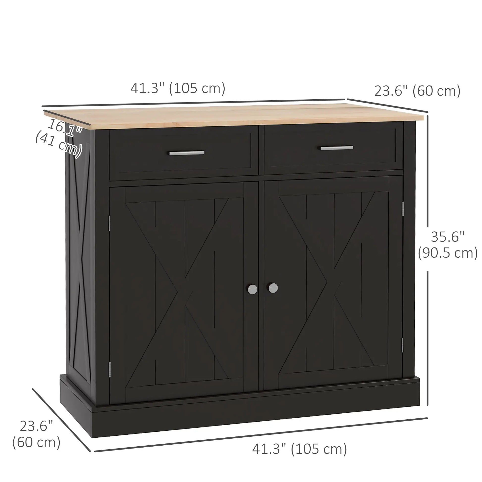 Kitchen Island with Drop Leaf, 2 Drawers, Adjustable Shelves, Black Kitchen Islands & Kitchen Carts at Gallery Canada