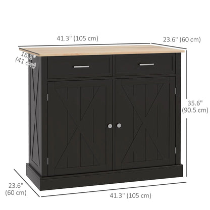 Kitchen Island with Drop Leaf, 2 Drawers, Adjustable Shelves, Black Kitchen Islands & Kitchen Carts at Gallery Canada