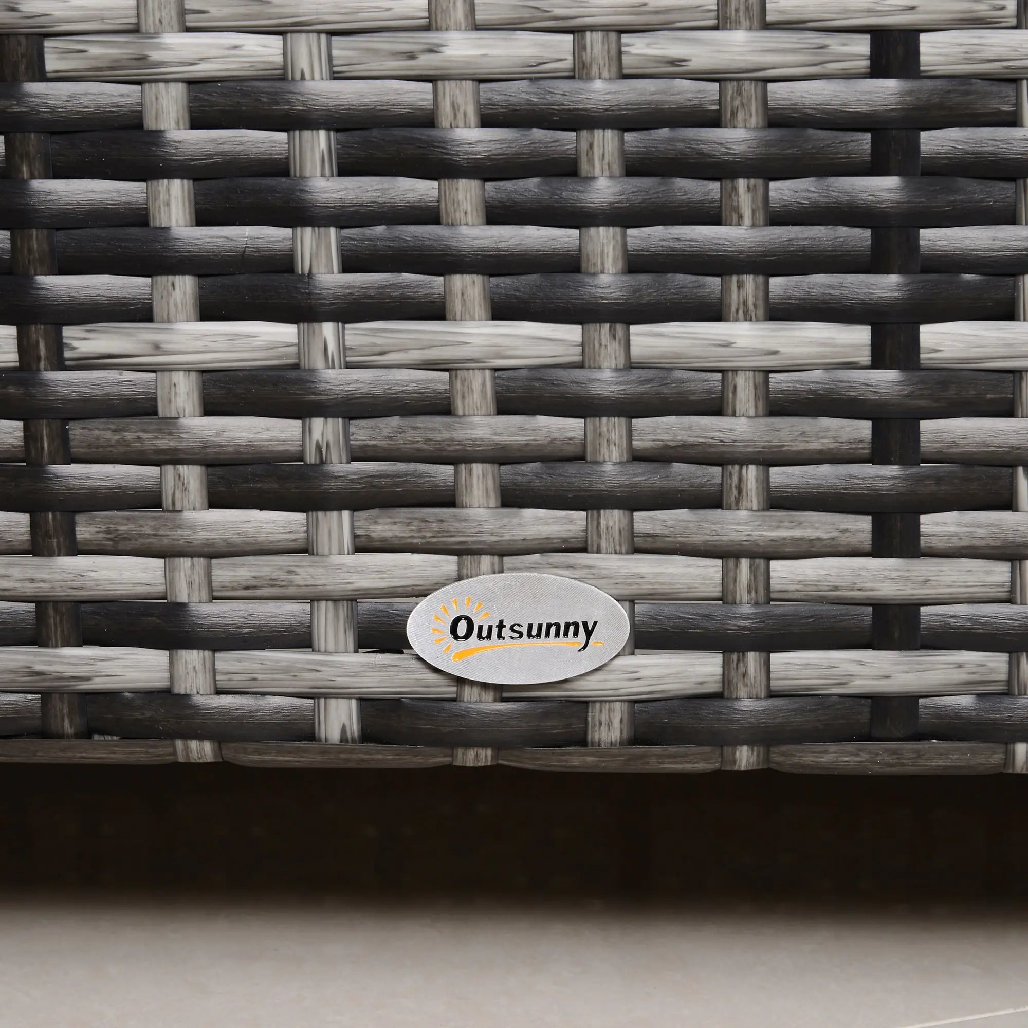 Outdoor PE Rattan Wicker Table, Glass Top, 24in, Mixed Grey Coffee Tables at Gallery Canada