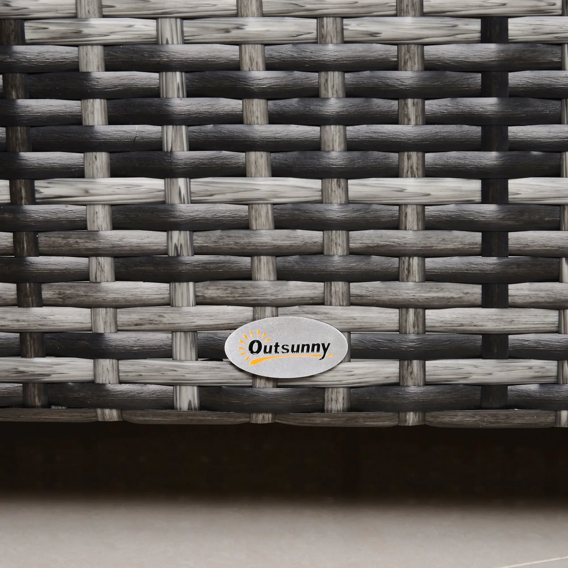 Outdoor PE Rattan Wicker Table, Glass Top, 24in, Mixed Grey Coffee Tables at Gallery Canada