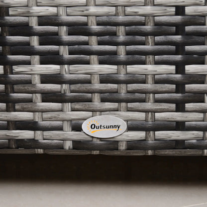 Outdoor PE Rattan Wicker Table, Glass Top, 24in, Mixed Grey Coffee Tables at Gallery Canada