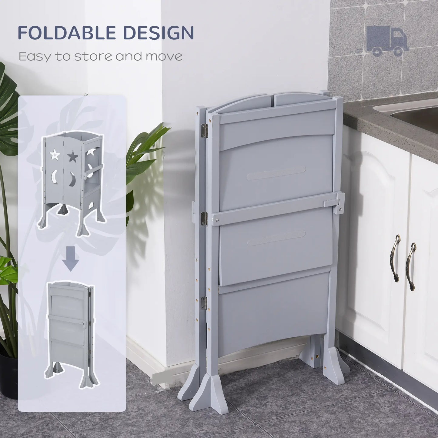 Step Stool with Safety Rail, Support Handles, Kitchen Counter Helper Toddler & Kids Step Stools at Gallery Canada