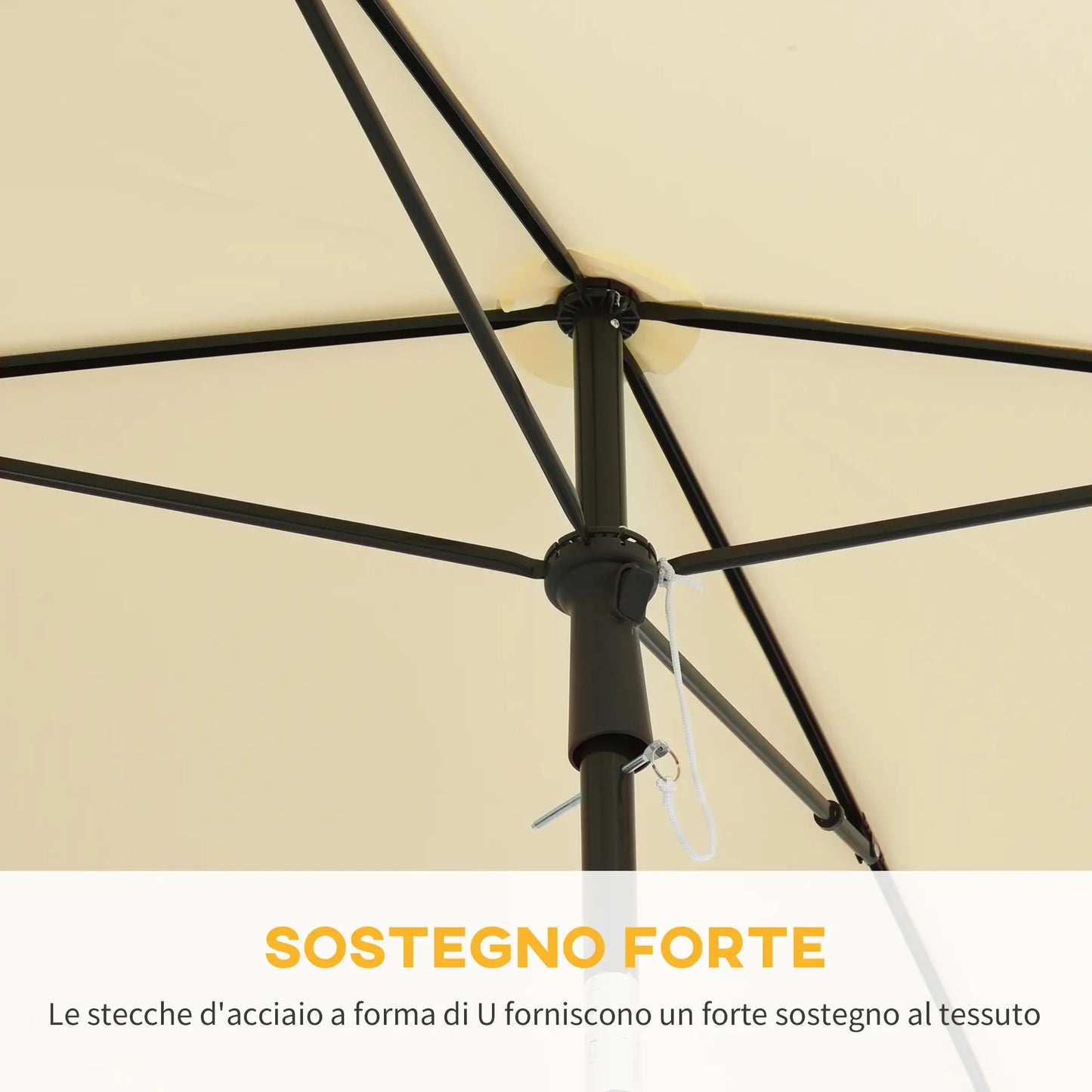 6.5x4ft Rectangle Patio Umbrella, Aluminum, Tilt Adjustable, Beige Sun Umbrellas at Gallery Canada