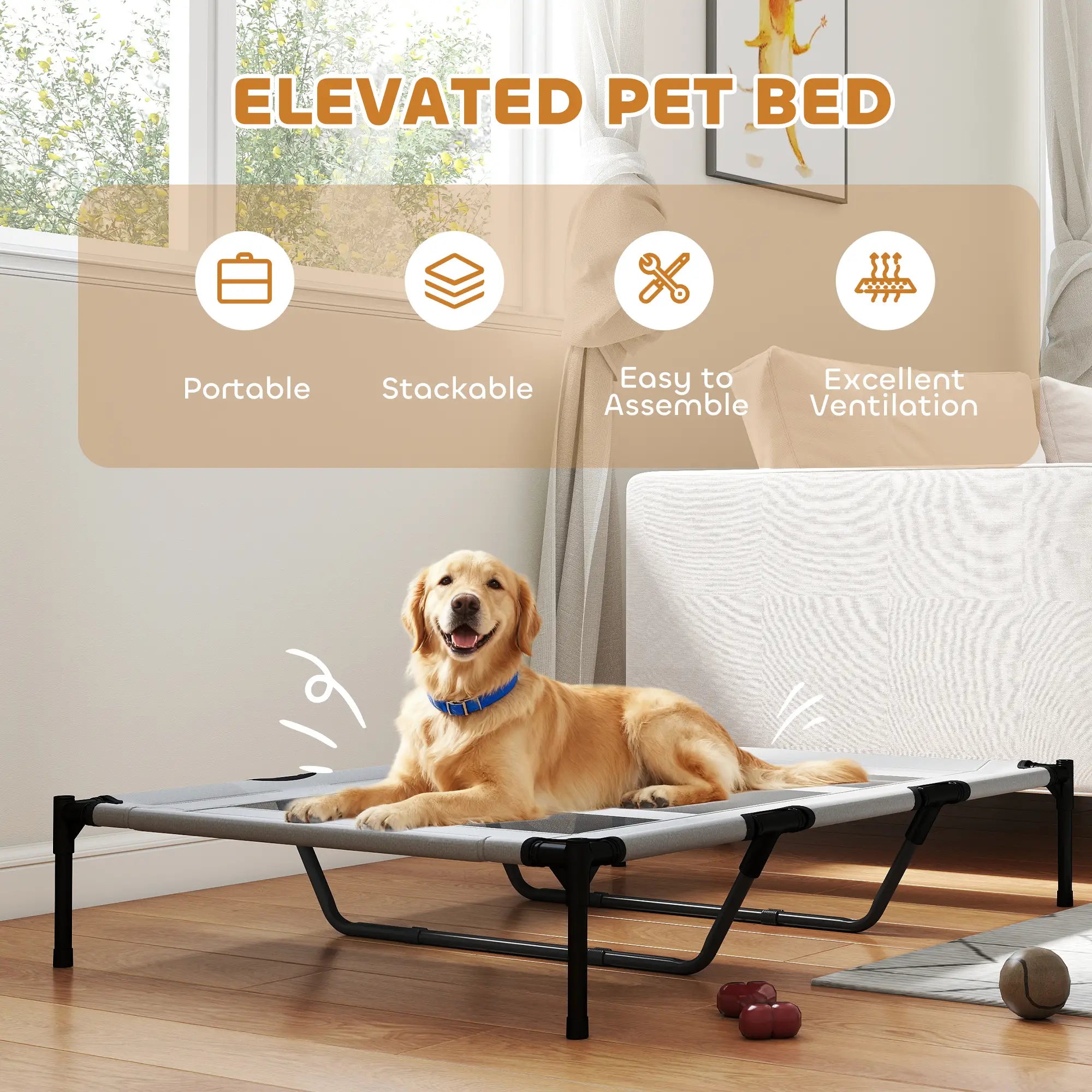 Elevated Dog Bed, XL Dog Cot, 48