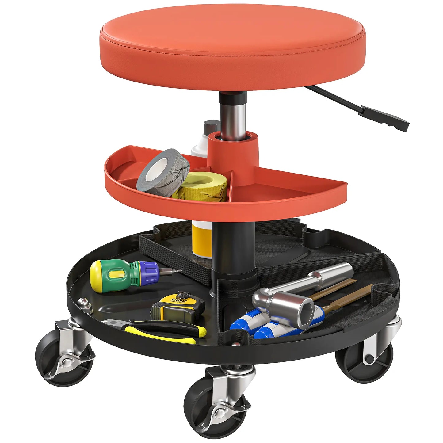 Rolling Garage Stool, 300 Lbs Capacity, Adjustable Height, Orange Automotive at Gallery Canada
