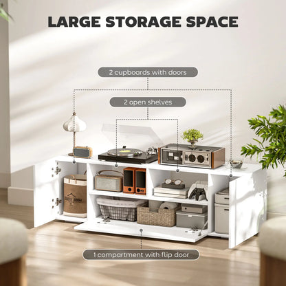 TV Stand for 60" TVs, LED Lights, Storage Shelves, 53.9" x 13.8" x 16.5", White TV Stands at Gallery Canada