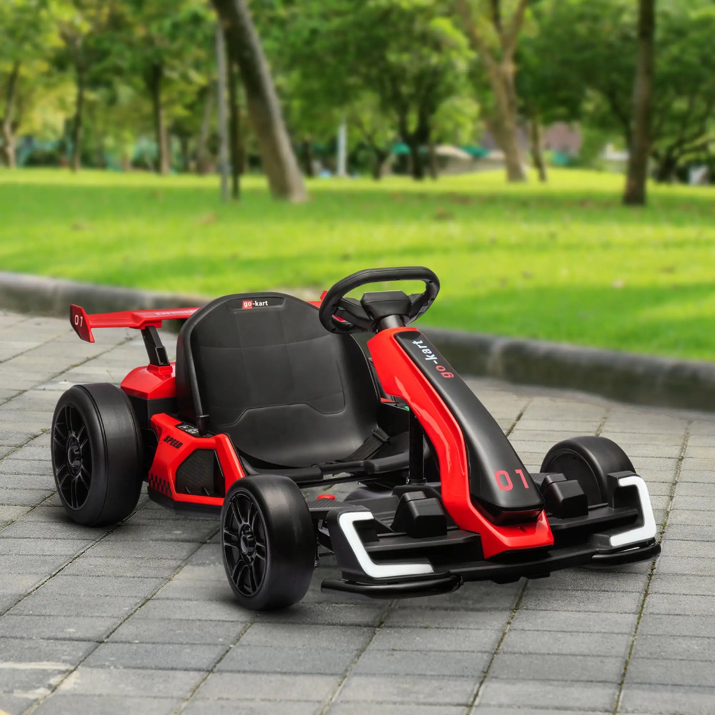 24V Electric Go Kart, Battery Powered, Adjustable Seat, Red Pedal Go Karts for Kids at Gallery Canada