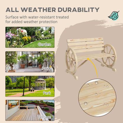 42" Wood Wagon Wheel Bench, Rustic Loveseat, Natural Wood Outdoor Benches at Gallery Canada