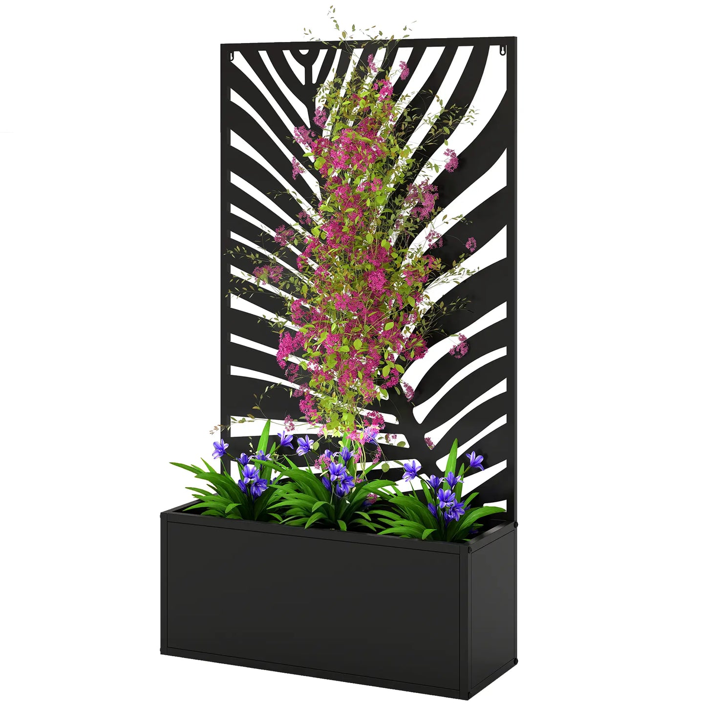 Metal Garden Bed with Trellis for Climbing Plants, Freestanding Galvanized Planter Boxes Black at Gallery Canada