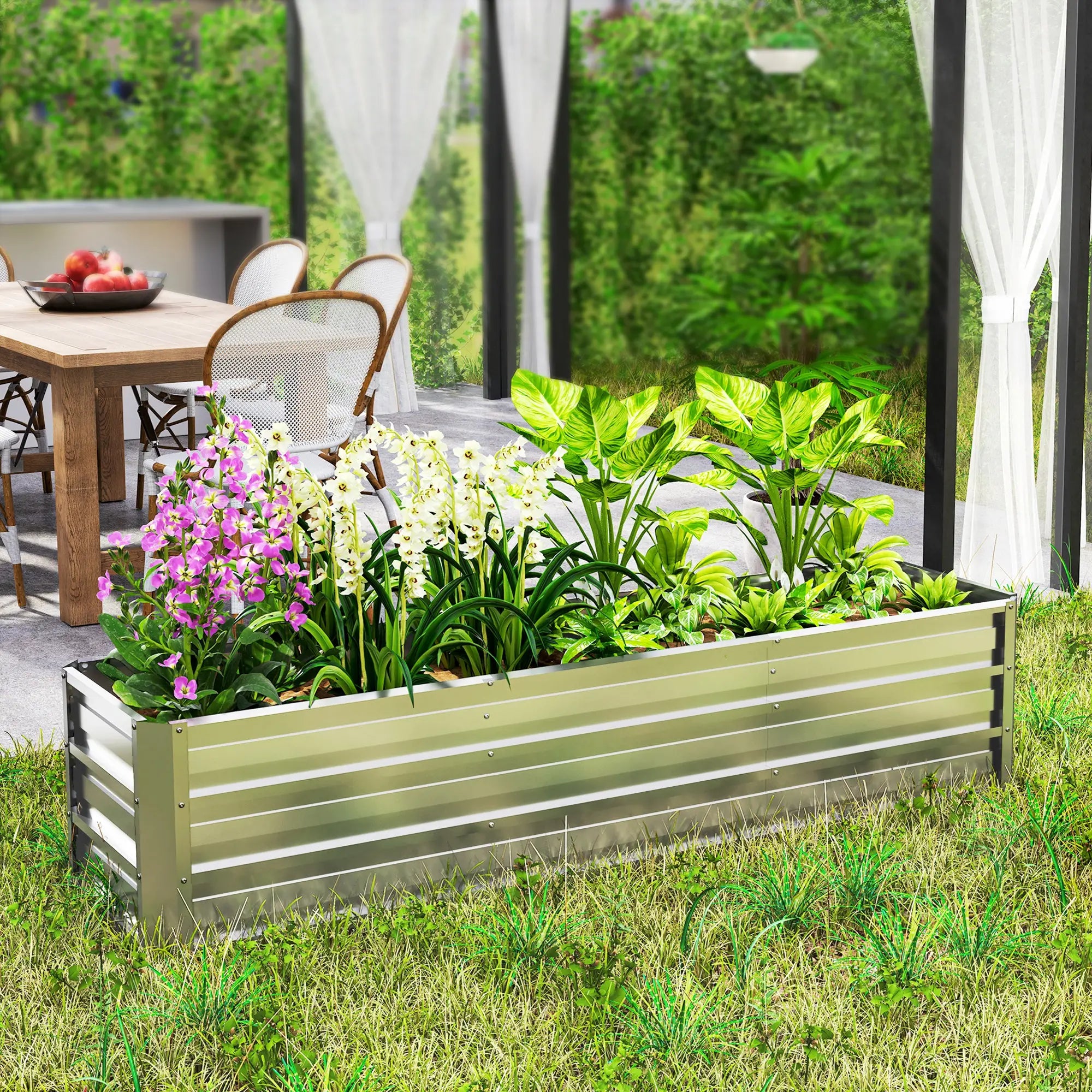 6' x 1.5' x 1.3' Galvanized Raised Garden Bed, Large Metal Planter Box, Silver Raised Garden Beds at Gallery Canada
