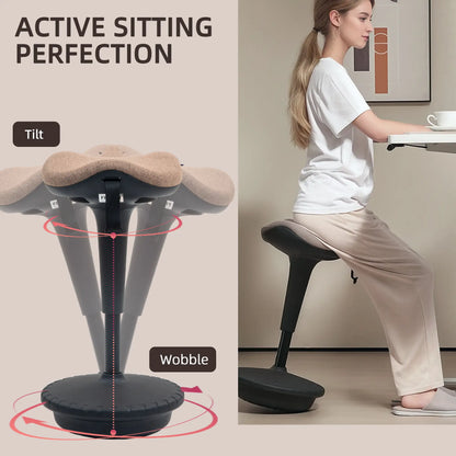 Adjustable Ergonomic Swivel Standing Stool, Brown Office Chairs at Gallery Canada