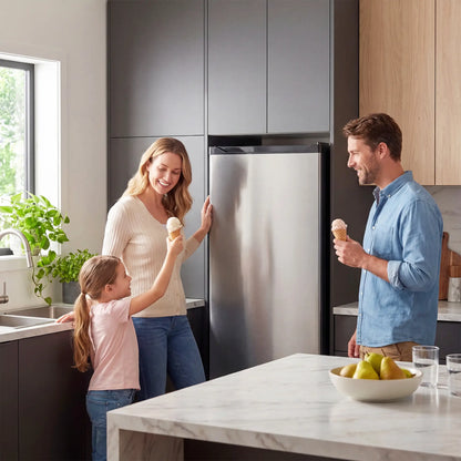 7.0 Cu.Ft Upright Freezer, 6 Adjustable Shelves, Reversible Door, Silver Small Kitchen Appliances at Gallery Canada