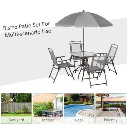 6-Piece Outdoor Dining Set, Round Table, 4 Folding Chairs, Grey Outdoor Dining Sets at Gallery Canada