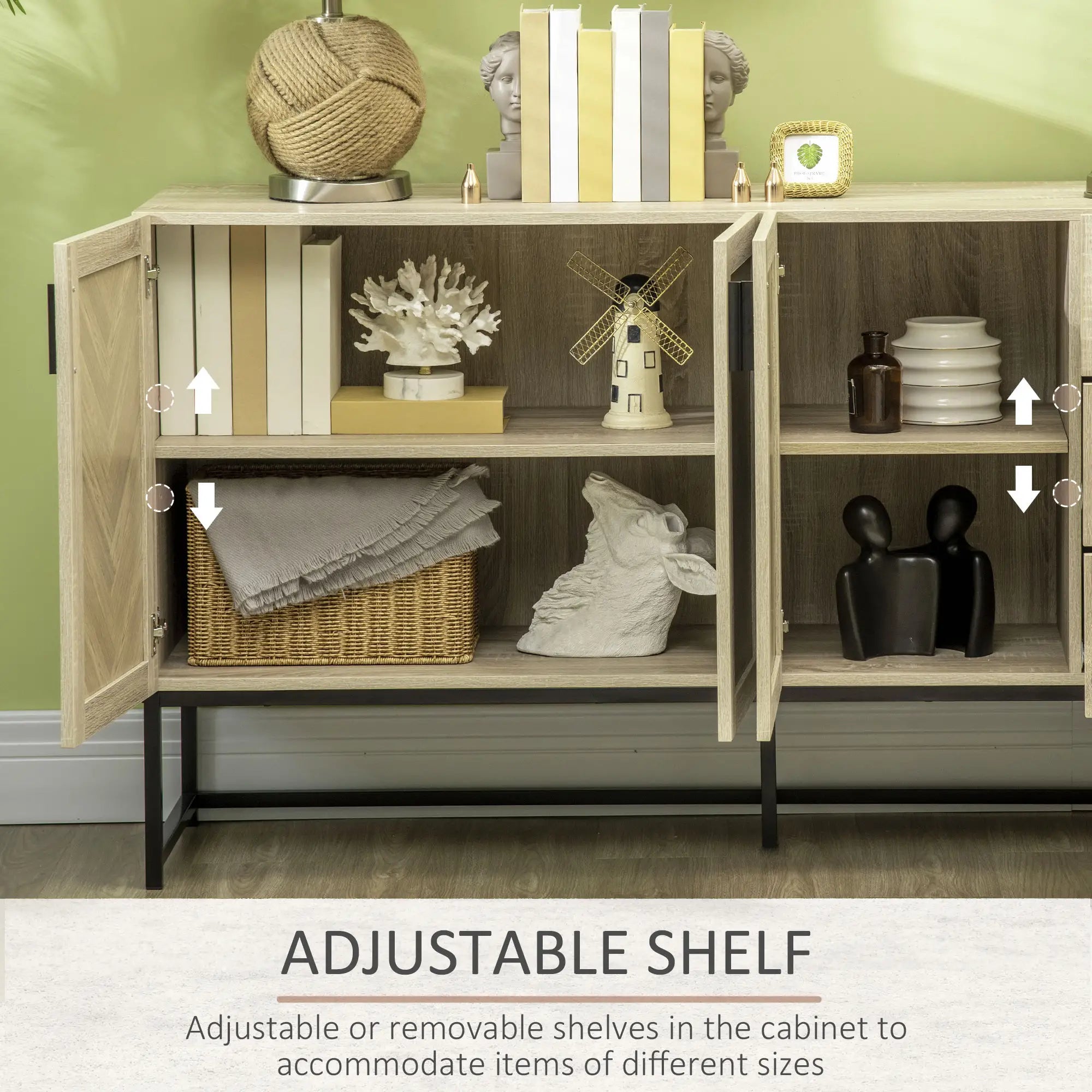 Buffet Cabinet, Coffee Bar with Drawers, Adjustable Shelves, Oak Bar Cabinets at Gallery Canada