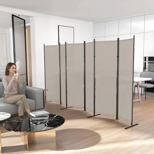 6 Ft Folding Room Divider, Portable Privacy Screen, Beige Room Dividers Beige at Gallery Canada