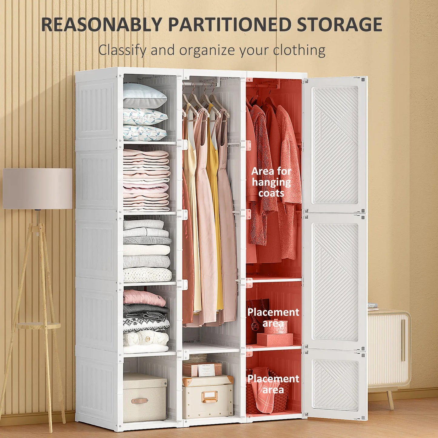 Portable Wardrobe Closet, 8 Cube Compartments, White Clothing Storage at Gallery Canada