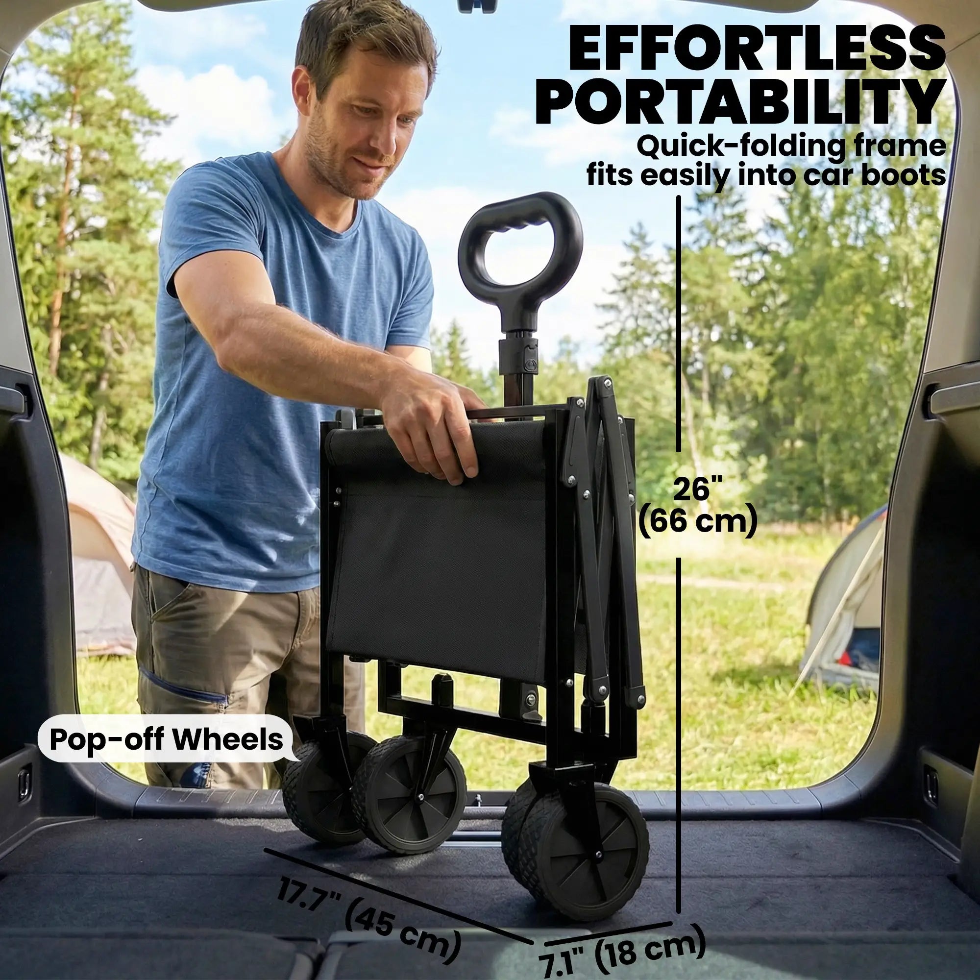 80L Folding Wagon Cart, Heavy-Duty Collapsible, Black Folding Garden Carts at Gallery Canada
