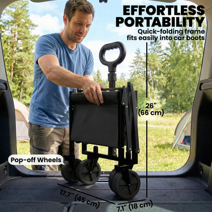 80L Folding Wagon Cart, Heavy-Duty Collapsible, Black Folding Garden Carts at Gallery Canada
