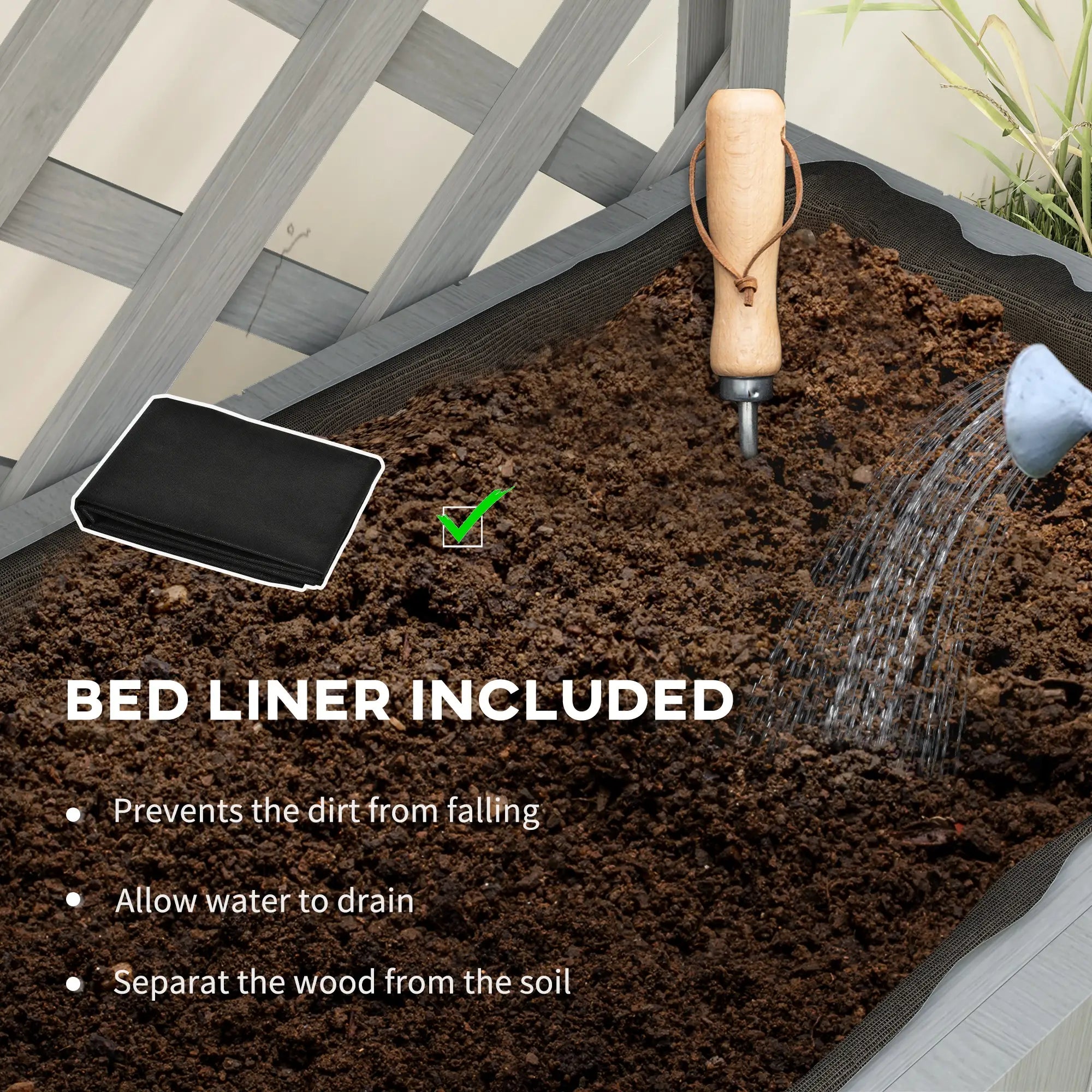 Raised Garden Bed, Wooden Planter with Trellis, Grey Raised Garden Beds at Gallery Canada