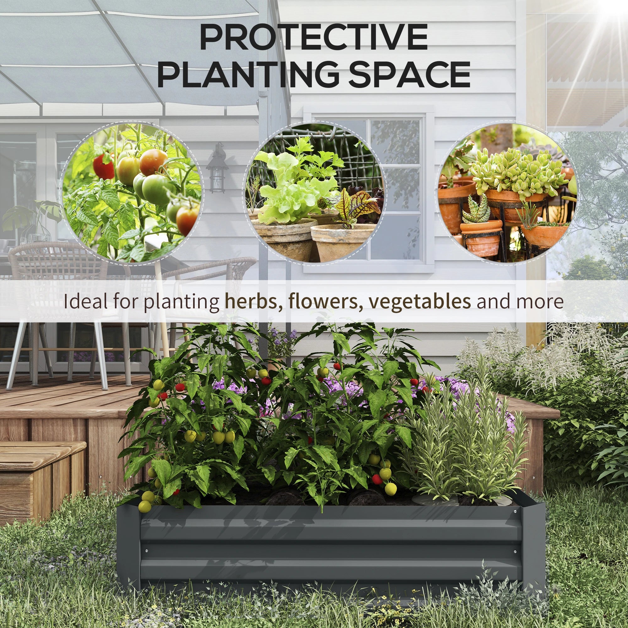 Raised Garden Bed Set, Steel Elevated Planter Box, 39