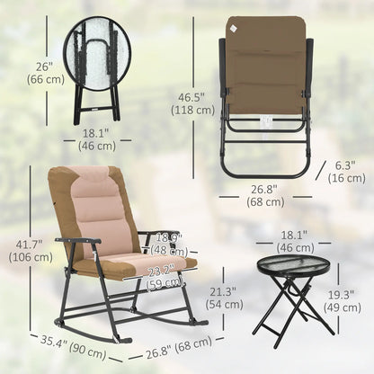 3-Piece Foldable Rocking Chair Set, Light Brown Outdoor Rocking Chairs at Gallery Canada