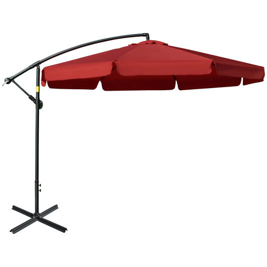 11FT Cantilever Patio Umbrella, Offset Hanging, Easy Tilt, Cross Base, Red Cantilever Umbrellas Red at Gallery Canada