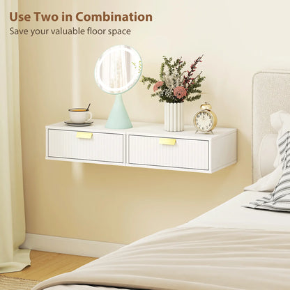 Floating Nightstands Set Of 2, Wall Mounted Bedside Tables, White Bedside Tables at Gallery Canada