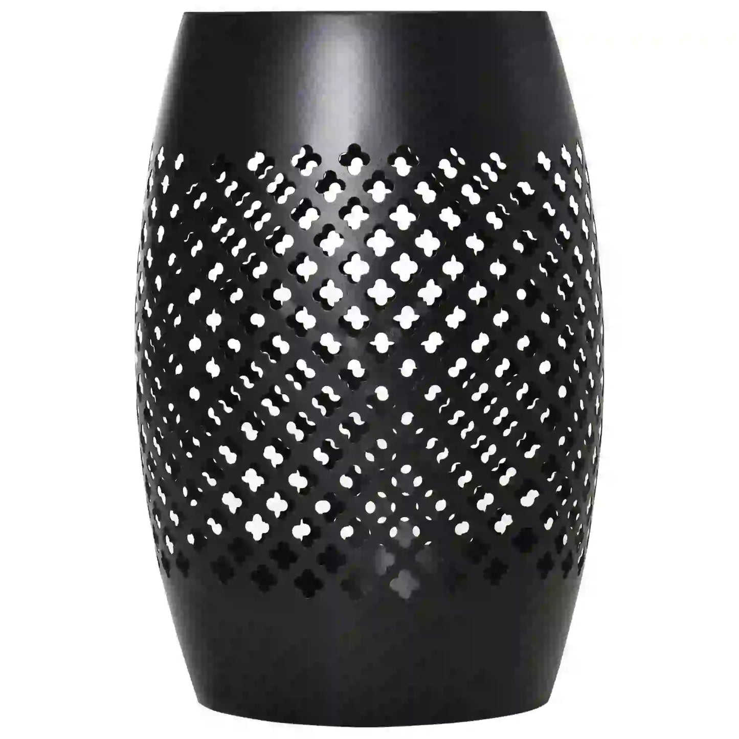 12.5" Steel Round Hollow Drum Side Table, Indoor Outdoor, Black Patio Side Tables Black at Gallery Canada