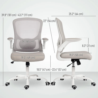Ergonomic Mesh Office Chair, 4D Lumbar Support, Flip-Up Armrests, Tilt, Grey Task Chairs at Gallery Canada