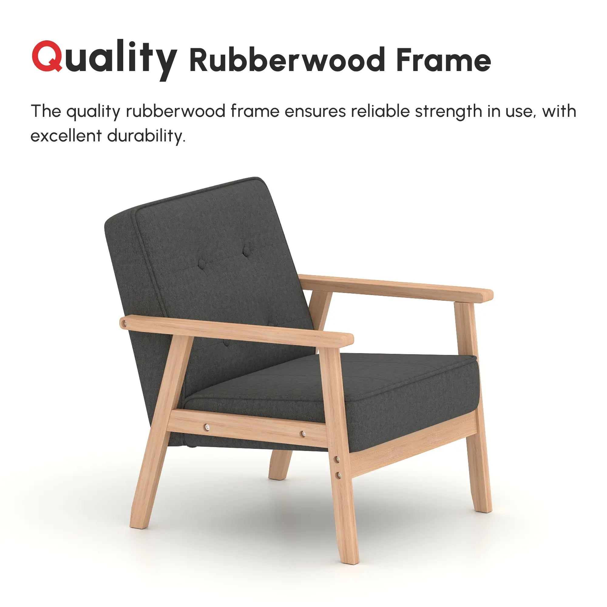 Mid-Century Accent Chair, Modern Fabric Upholstered, Tufted Back, Grey Accent Chairs at Gallery Canada