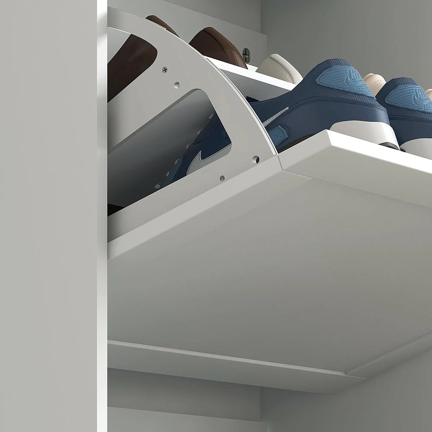 Modern Shoe Storage, 3 Flip Drawers, Adjustable Shelves, 18 Pairs, White Shoe Storage Cabinets & Racks at Gallery Canada