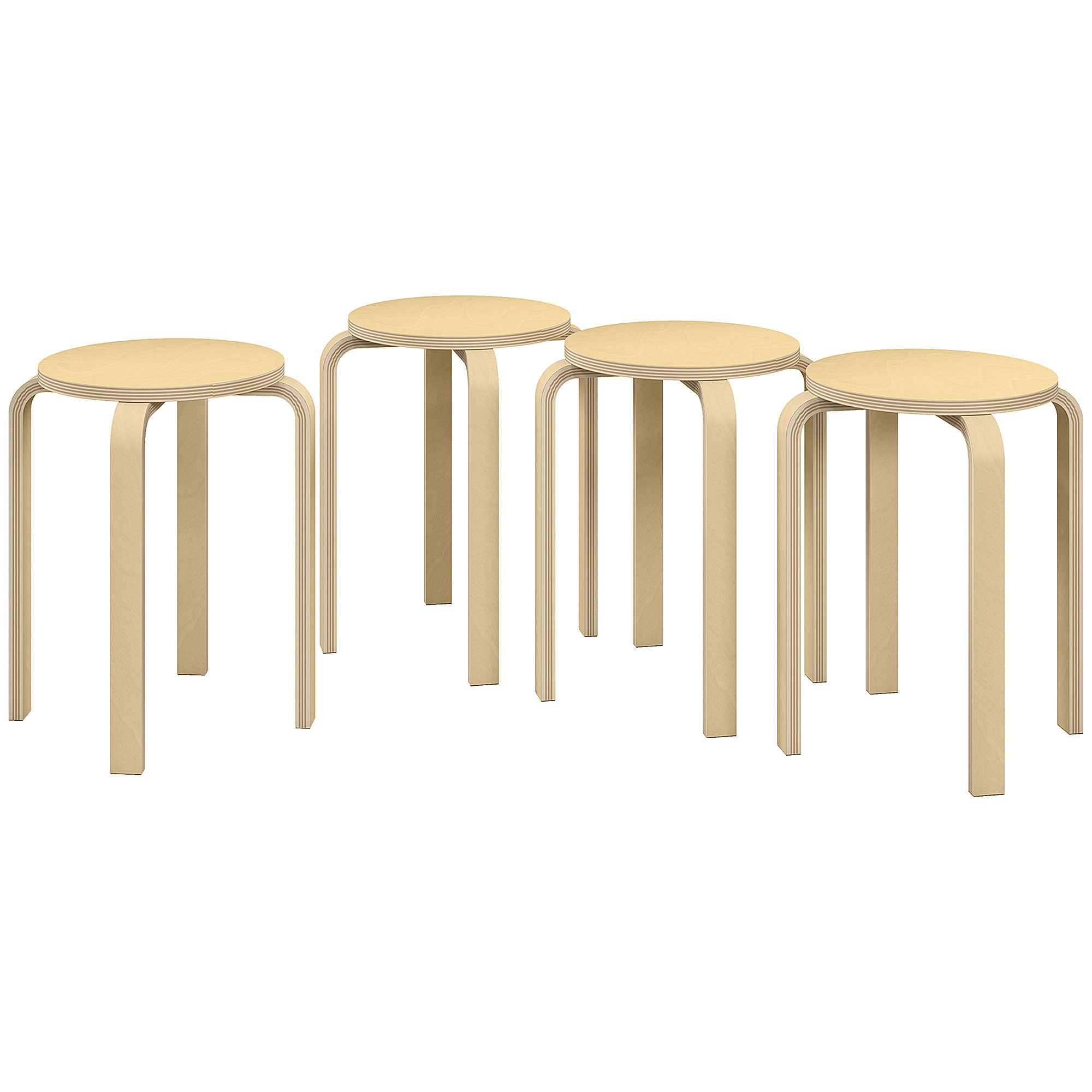 Round Stackable Chairs Set of 4, 18-Inch Backless Stacking Stools for Kitchen, Dining Room, Office, Outdoors Bar Stools Natural at Gallery Canada