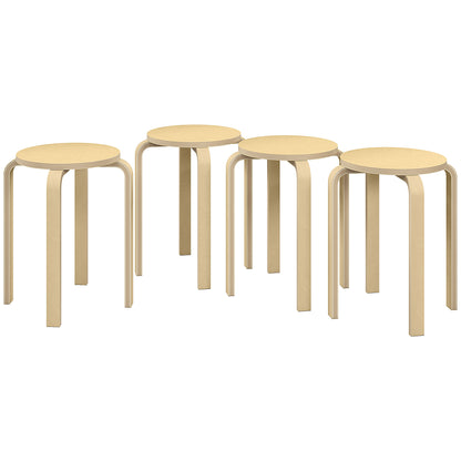 Round Stackable Chairs Set of 4, 18-Inch Backless Stacking Stools for Kitchen, Dining Room, Office, Outdoors Bar Stools Natural at Gallery Canada