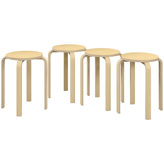Round Stackable Chairs Set of 4, 18-Inch Backless Stacking Stools for Kitchen, Dining Room, Office, Outdoors Bar Stools Natural at Gallery Canada