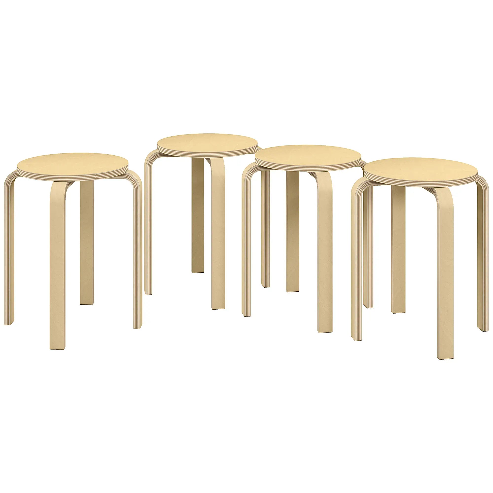 Round Stackable Chairs Set of 4, 18-Inch Backless Stacking Stools for Kitchen, Dining Room, Office, Outdoors Bar Stools Natural at Gallery Canada