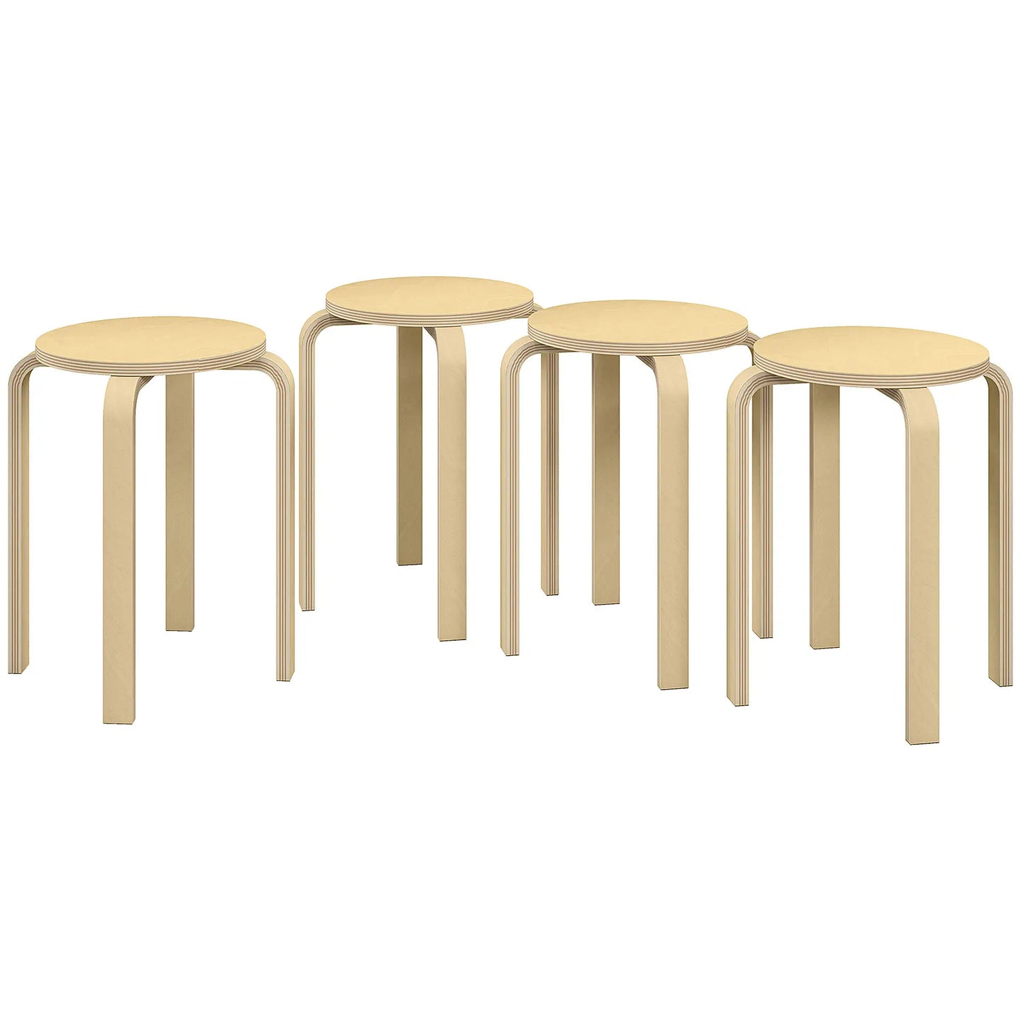 Round Stackable Chairs Set of 4, 18-Inch Backless Stacking Stools for Kitchen, Dining Room, Office, Outdoors Bar Stools Natural at Gallery Canada