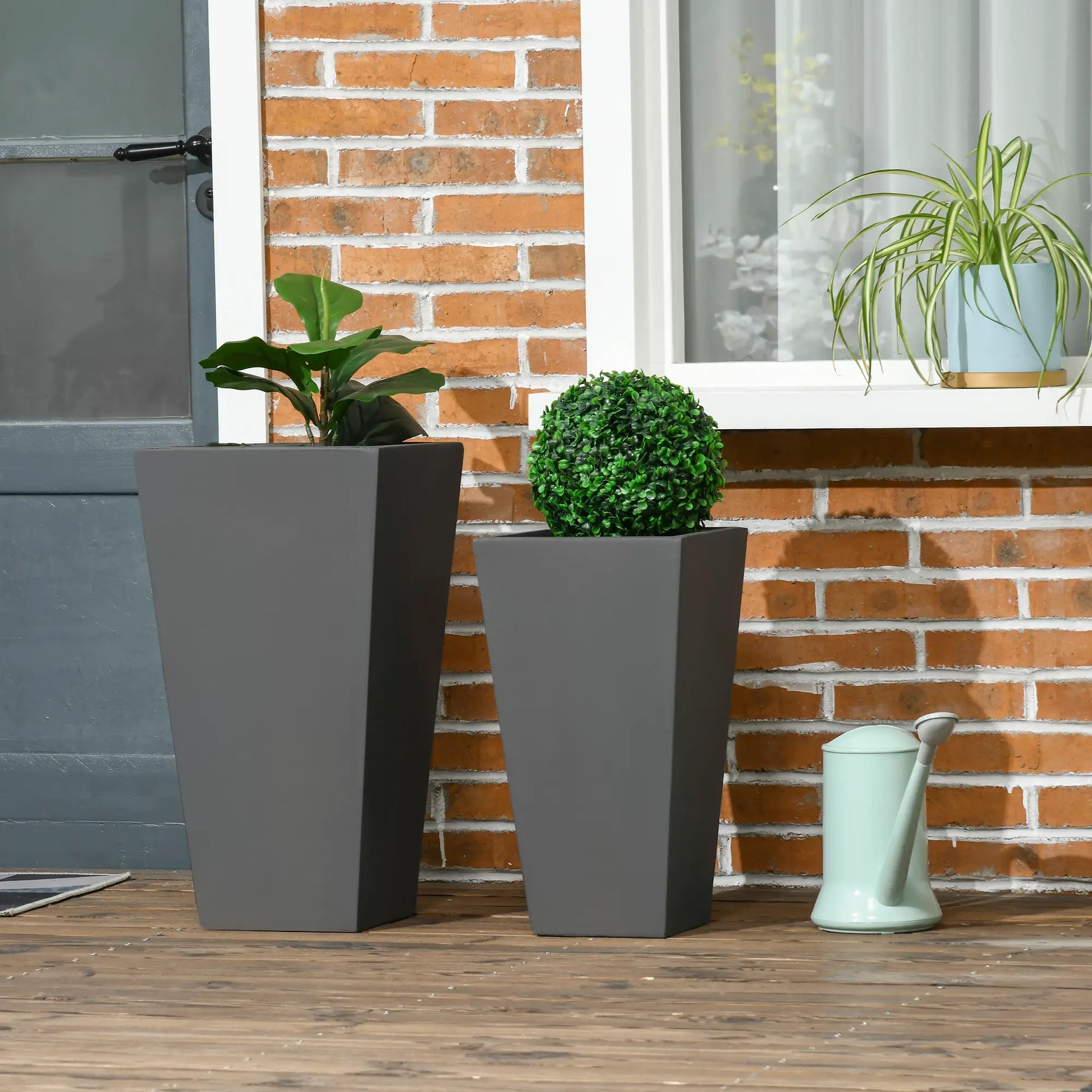 Set of 2 Tall Planters, 22" / 18", Outdoor, Grey Garden Accessories at Gallery Canada