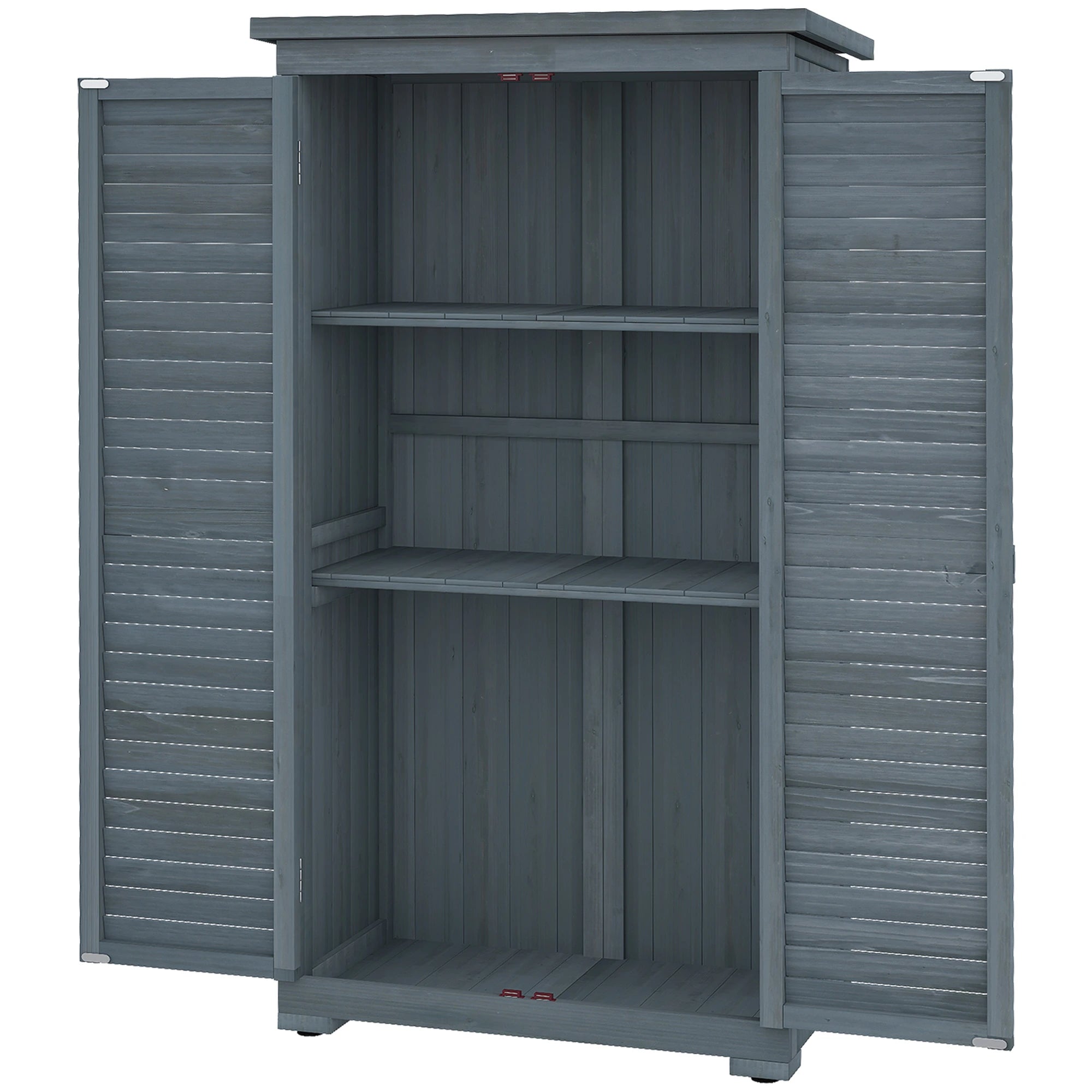 Outdoor Garden Shed, Wooden Tool Storage, 3-Tier Shelves, 34.3
