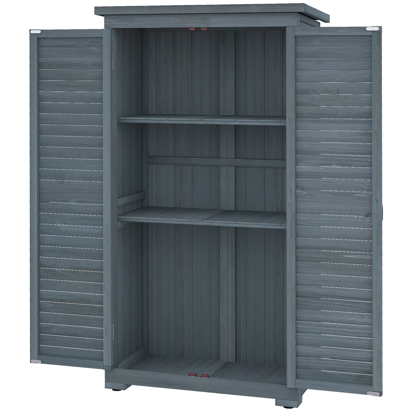 Outdoor Garden Shed, Wooden Tool Storage, 3-Tier Shelves, 34.3" x 18.3" x 63", Grey Sheds Grey at Gallery Canada